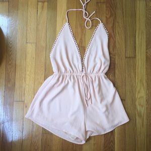 Open back halter romper
